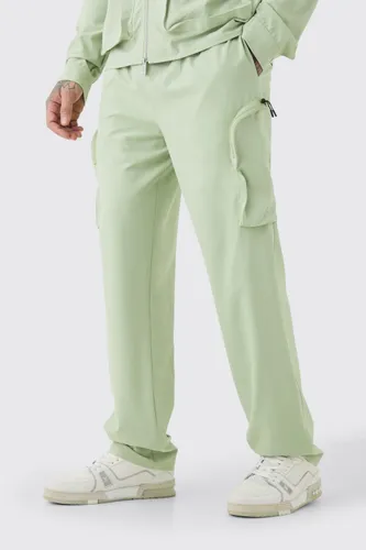 Men's Tall Technical Stretch Elasticated Waist Zip Cargo Trouser - Green - S, Green