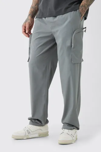 Men's Tall Technical Stretch Elasticated Waist Zip Cargo Trouser - Grey - S, Grey