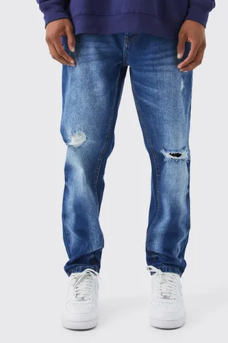 Men's Tapered Rigid Ripped Knee Jeans - Blue - 30R, Blue