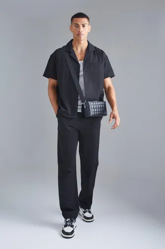 Men's Technical Stretch Boxy Shirt & Trouser - Black - Xl, Black