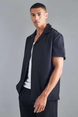 Men's Technical Stretch Oversized Short Sleeve Shirt - Black - L, Black