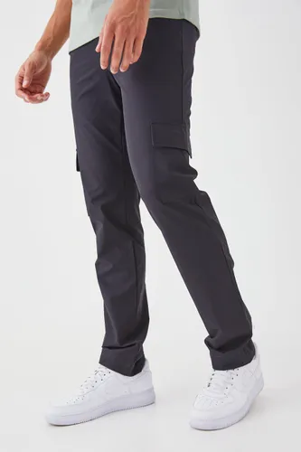 Men's Technical Stretch Tailored Straight Fit Cargo Trousers - Black - 28, Black