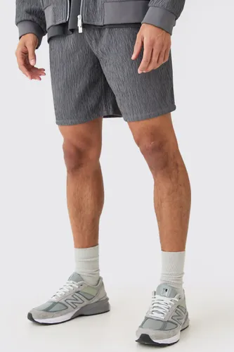Men's Textured Satin Elasticated Waist Shorts - Blue - 28, Blue