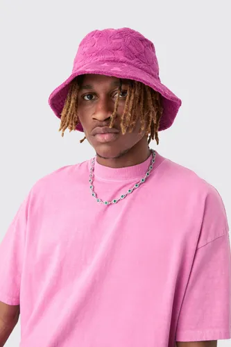 Mens Towelling Bucket Hat In Pink, Pink