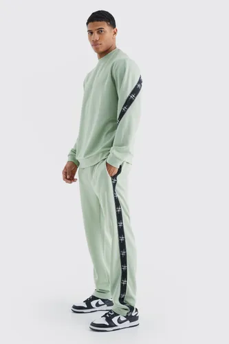 Men's Tricot Tape Side Sweatshirt Tracksuit - Green - S, Green