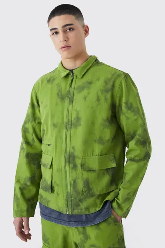 Men's Twill Tie Dye Harrington Jacket - Green - S, Green