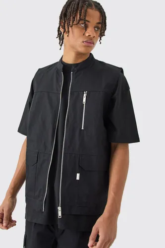 Men's Twill Utility Vest In Black - S, Black