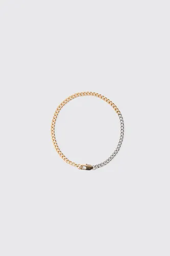 Men's Two Tone Metal Chain Bracelet In Gold - One Size, Gold