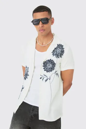 Men's Viscose Sunflower Shirt - Cream - S, Cream