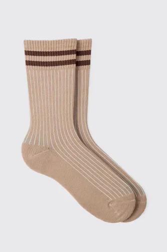 Men's Waffle Stripe Socks - Brown - One Size, Brown