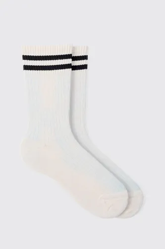 Men's Waffle Stripe Socks - Cream - One Size, Cream
