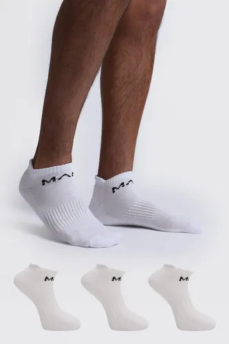 Mens White 3 Pack Man Active Gym Cushioned Trainer Sock, White