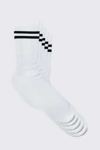 Mens White 5 Pack Sport Stripe Socks, White