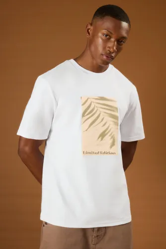 Mens White Heavyweight Interlock Palm Graphic Embroidered T-shirt, White