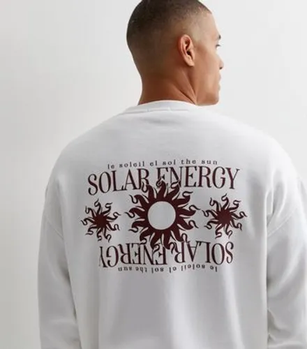 Men's White Jersey Solar Energy Front and Back Logo Sweatshirt New Look
