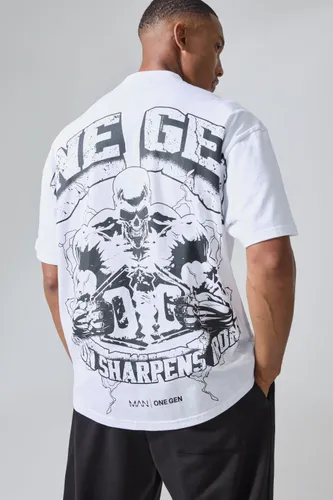 Mens White Man Active X Og Gym Oversized Extended Neck T-shirt, White