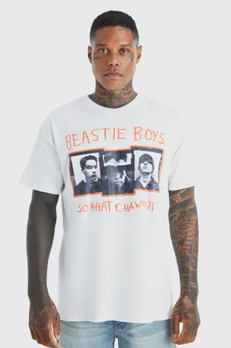 Mens White Oversized Beastie Boys License T-shirt, White