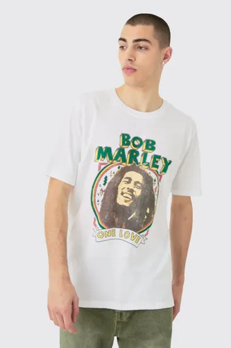 Mens White Oversized Bob Marley License T-shirt, White