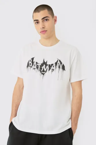 Mens White Oversized DC Batman Logo License T-shirt, White