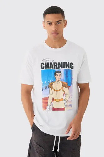Mens White Oversized Disney Prince Charming License T-shirt, White