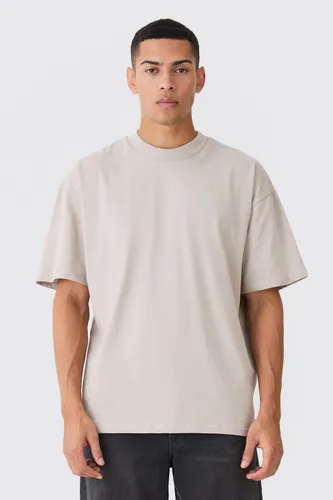 Mens White Oversized Extended Neck Heavyweight T-shirt, White