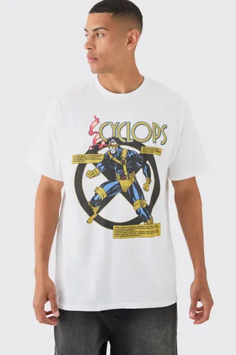 Mens White Oversized Marvel Cyclops X Men License T-shirt, White