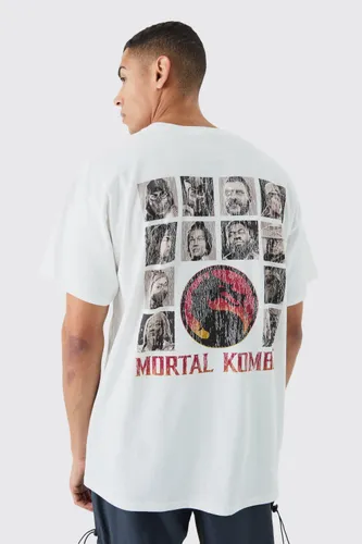 Mens White Oversized Mortal Kombat Arcade License T-shirt, White