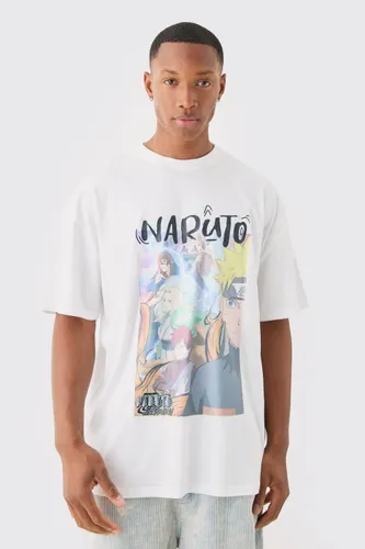 Mens White Oversized Naruto Anime License T-shirt, White