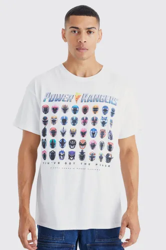 Mens White Oversized Power Rangers License T-shirt, White