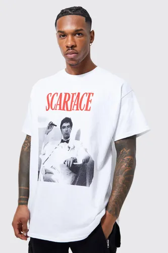 Mens White Oversized Scarface License T-shirt, White