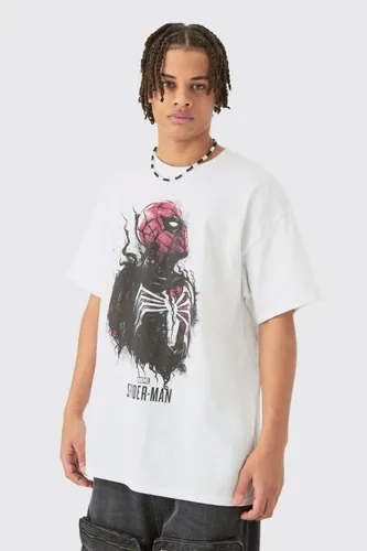 Mens White Oversized Spiderman Venom License T-shirt, White