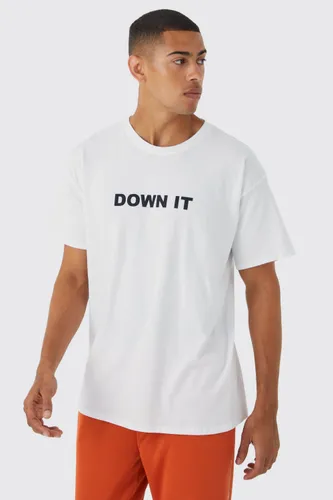 Mens White Oversized Student Slogan T-shirt, White