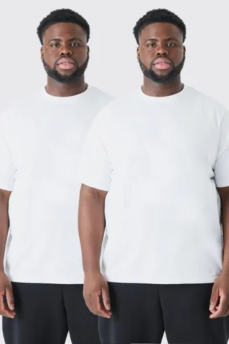 Mens White Plus 2 Pack Basic T-shirt, White