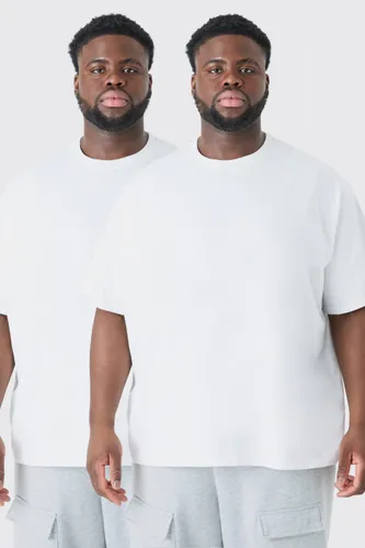 Mens White Plus 2 Pack Oversized T-shirt, White