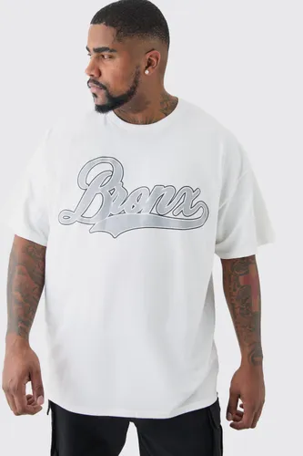 Mens White Plus Bronx Print T-shirt, White