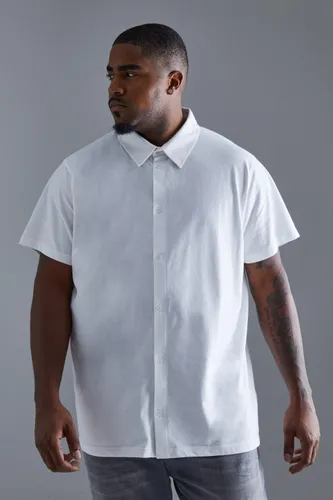 Mens White Plus Jersey Short Sleeve Shirt, White