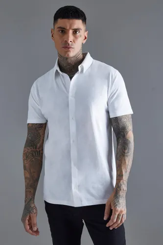 Mens White Tall Jersey Short Sleeve Shirt, White