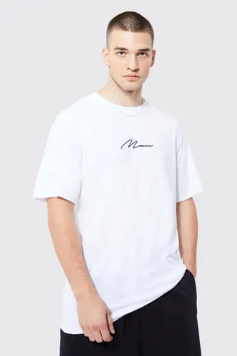 Mens White Tall Man Signature Crew Neck T-shirt, White