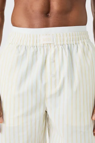 Men's Woven Stripe Double Waistband Short - White - S, White