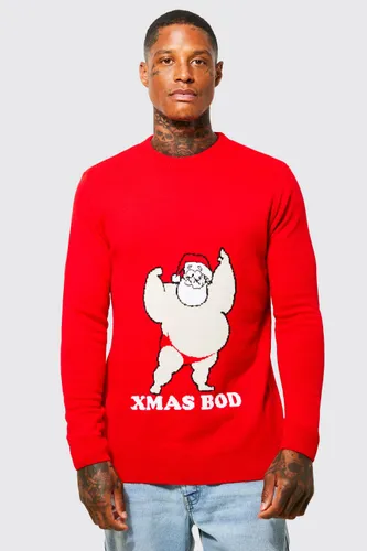 Men's Xmas Bod Christmas Jumper - Red - S, Red