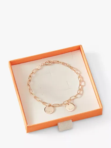 Merci Maman Personalised Dainty Love Links 2 Charm Bracelet - Gold - Female