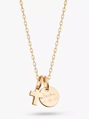 Merci Maman Personalised Mini Cross Disc Pendant Necklace - Gold - Female