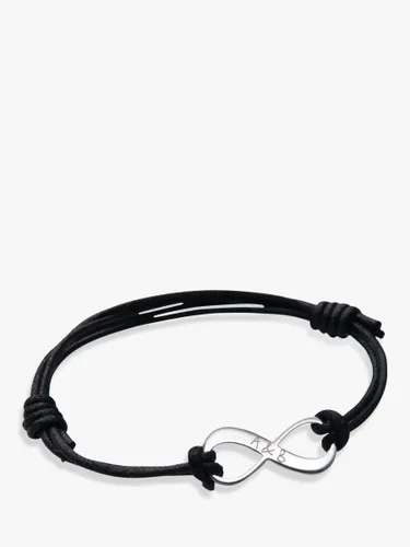 Merci Maman Personalised Sterling Silver Men's Infinity Bracelet - Black - Male