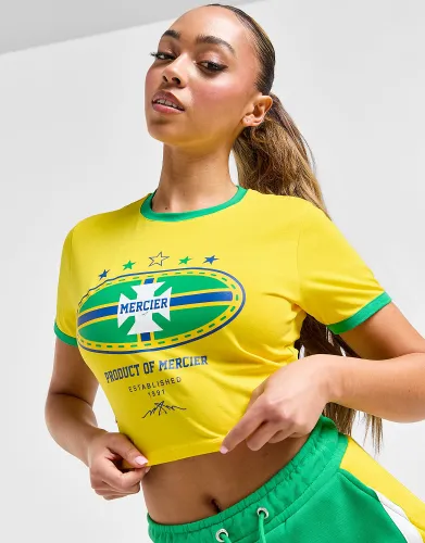 MERCIER Football Crop T-Shirt - Yellow - Womens