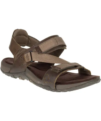 Merrell Mens Terrant Strap Leather Breathable Mesh Walking Sandals - Brown