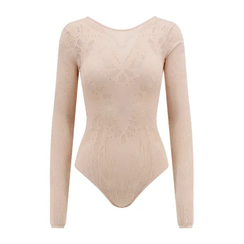 Mes Demoiselles , Pink Crew-neck Topwear with Long Sleeve ,Beige female, Sizes: