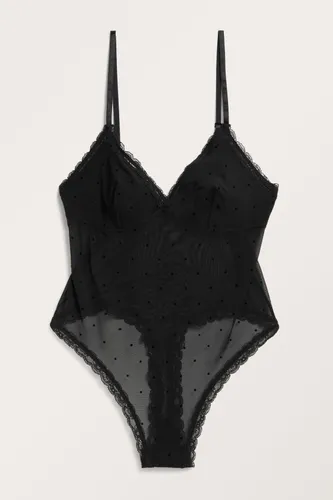 Mesh and lace body - Black