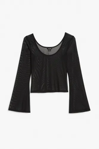 Mesh top with bell sleeves - Black