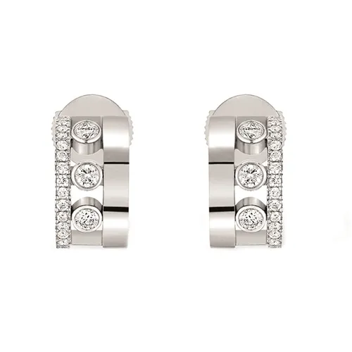 Messika Move Romane 18ct White Gold 0.29ct Diamond Mini Hoop Earrings - Gold