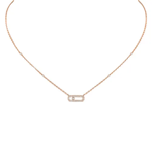 Messika Move Uno Pave 18ct Rose Gold 0.20ct Diamond Necklace - Gold